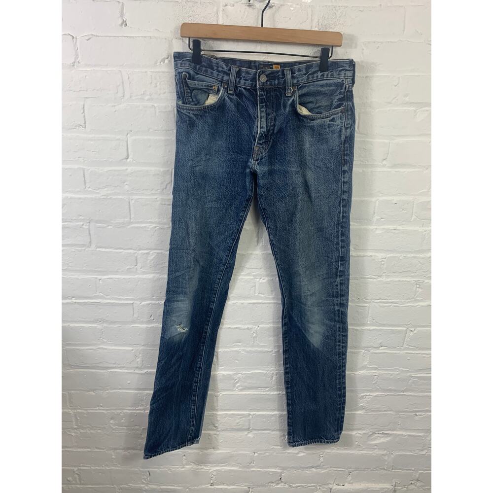 J. Crew 484 Men's High-Rise Slim Fit Skinny Distressed Denim Jeans Blue Sz 32/34